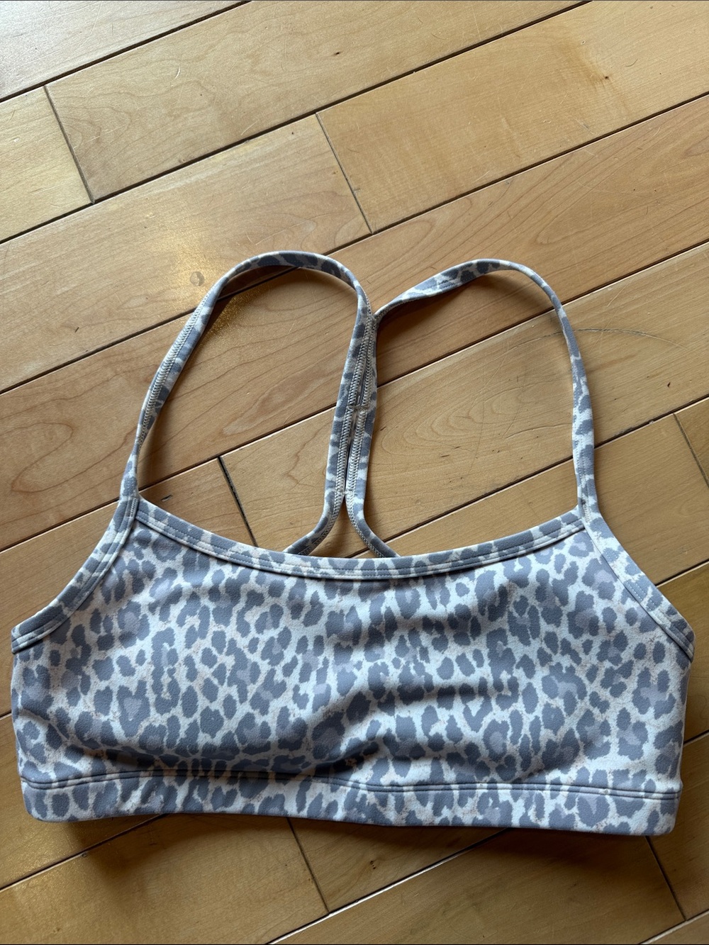 Gray Leopard Print Sports Bra